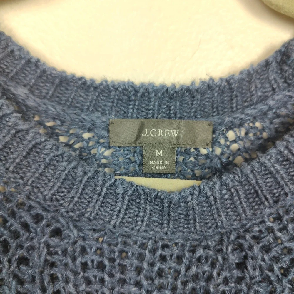 J. Crew Navy Blue Open Knit Crewneck Sweater